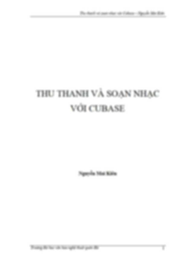 Thu Thanh Và Soạn Nhạc Với Cubase