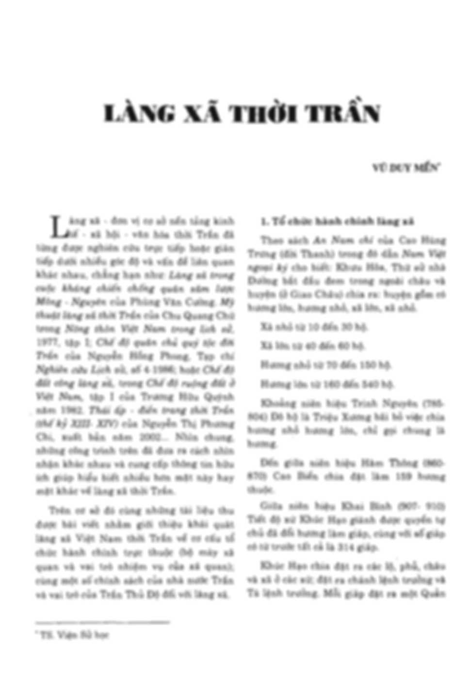 Làng Xã Thời Trần – Vũ Duy Mền