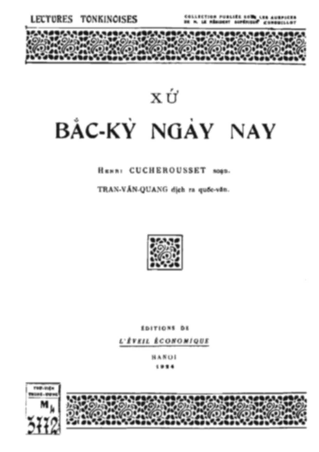Xứ Bắc Kỳ ngày nay - Henri Cucherousset