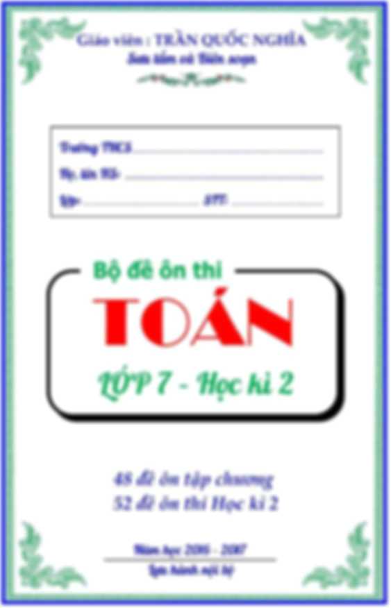 100 Đề Ôn Thi Toán Lớp 7 Học Kỳ 2