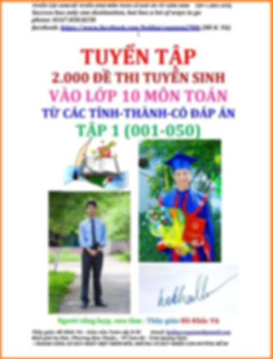 Tuyển Tập 2000 Đề Thi Tuyển Sinh Vào Lớp 10 Môn Toán Tập 1
